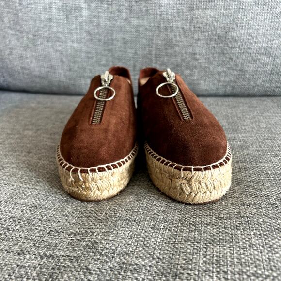 NWOT Alexander Wang Devon Brown Suede Espadrilles US 8 EU 38  Platform Zip Shoes - Picture 13 of 16